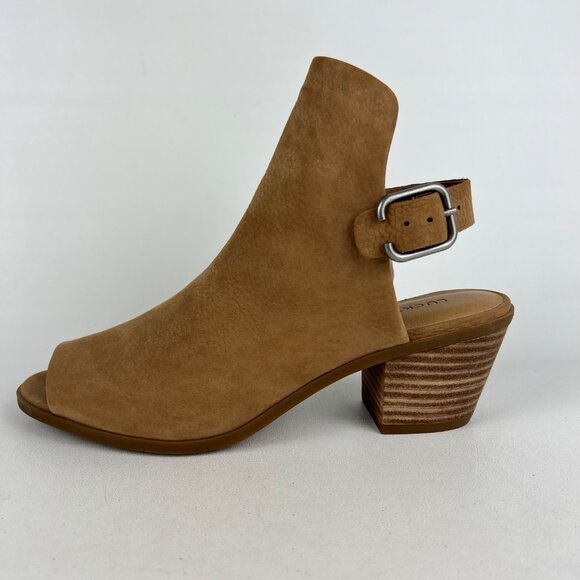 Lucky Brand Womens Bray Peep Toe Bootie Tan Leather Block Heel size 7.5 - Picture 7 of 15